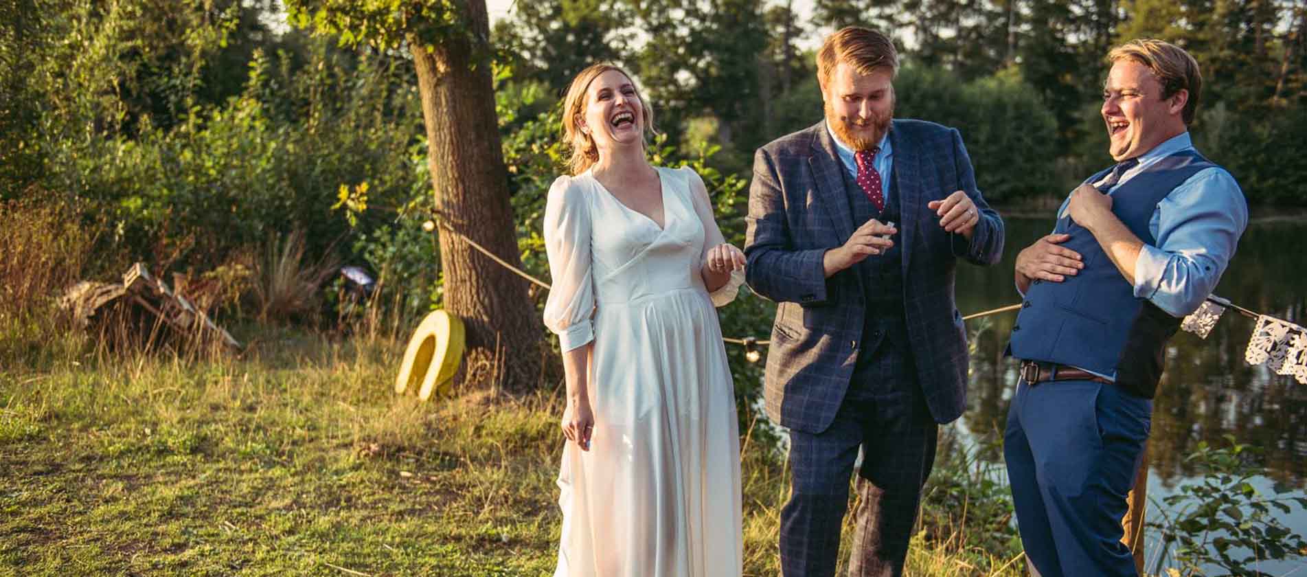 Wedding Magician Performing to Happy Couple