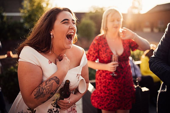 Amazed guests during wedding magic show