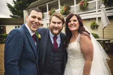 Chris Whitelock wedding magician with bride & groom