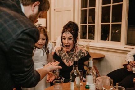 Wedding Magician Christopher Whitelock with Bride and Groom