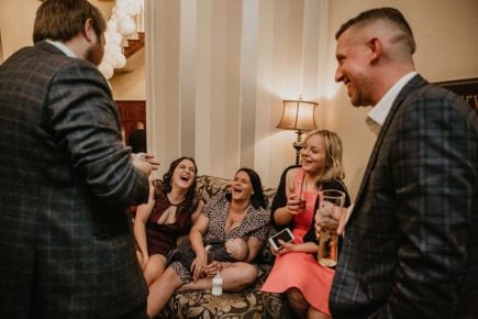 Wedding Magician Christopher Whitelock with Bride and Groom