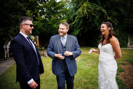 Wedding Magician Christopher Whitelock with Bride and Groom