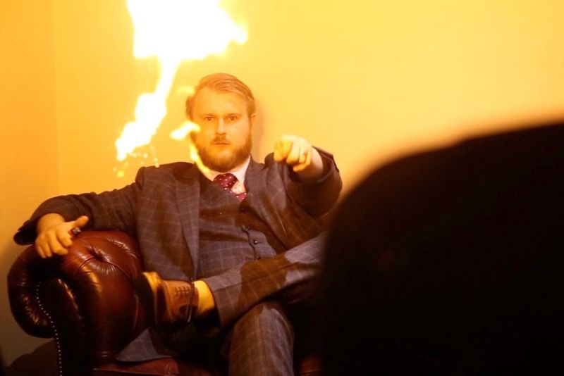 Magician performing magic with flames